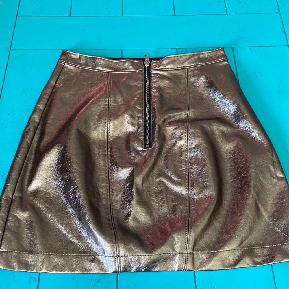 Abercrombie & Fitch Broze Faux Leather Mini Skirt - Back Zipper size: XS